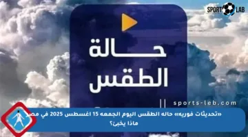 «تحديثات فورية» حالة الطقس اليوم الجمعة 15 أغسطس 2025 في مصر ماذا يخبئ؟